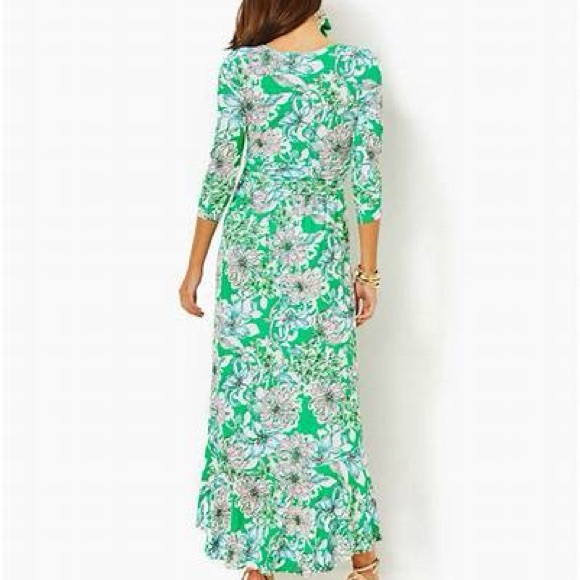 Lilly Pulitzer NWT XL Moana - Floral Green and Pink Dress - Picture 3 of 4